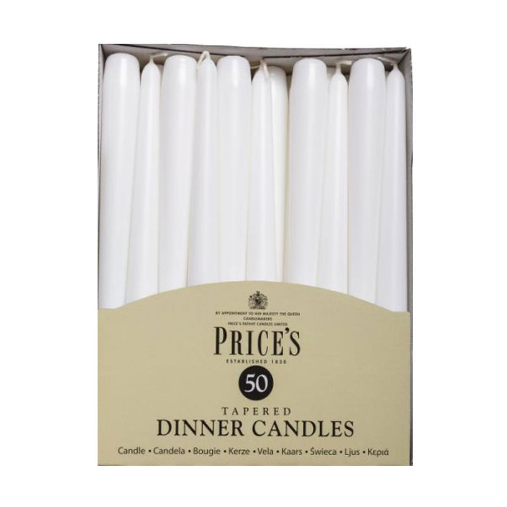 Price's White Tapered Dinner Candle (Pack of 50) £28.79